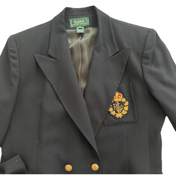 Vtg Ralph Lauren Polo Crested Logo 100% Worsted Wool Blazer, Sz 16 Made In USA - Picture 10 of 12